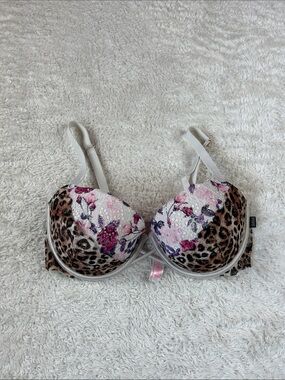VS Pink date pushup bra floral and leopard print lace 34DD